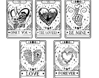 Skelett-Liebhaber-Tarot-Karte PNG-Bundle (Digitaler Download)