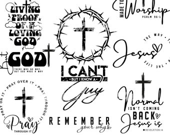 Boho Christian SVG PNG-bundel, geloof Jezus religieuze ontwerpen (digitale download)
