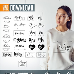 Mr and Mrs svg, Mr and Mrs split monogram svg, wedding svg bundle, wedding clipart, Hubby svg, Wifey svg, mr mrs svg, bride svg