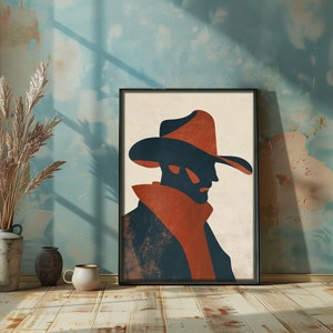 Western cowboy wall art printable , Western decor , Minimalist art, digital download