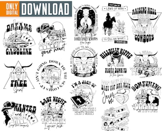 Clipart di cowgirl, Western SVG PNG, disegni di musica country (download digitale)