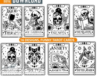 Funny Tarot cards Bundle png, Tarot cards png, funny tarot cards png, Skeleton clipart, funny png, png, digital download