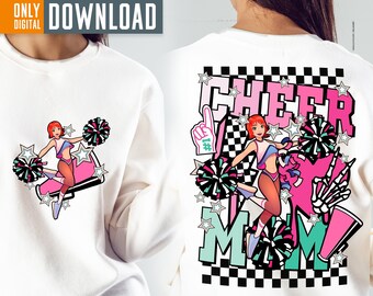 Retro Cheer Mom Sublimation Design, PNG Clipart (Digital Download)