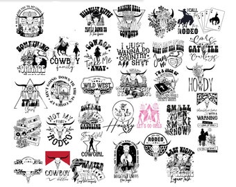 Retro Western SVG Bundle, Rodeo Cowgirl Designs (Digital Download)