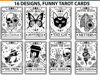 Funny Tarot Cards PNG Bundle, Spiritual Clipart (Digital Download)