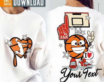 Retro Basketball Sublimation Design, Smile Face Collage (PNG)