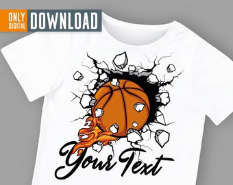 Conception de sublimation de basket-ball rétro, texte personnalisé PNG (téléchargement numérique)