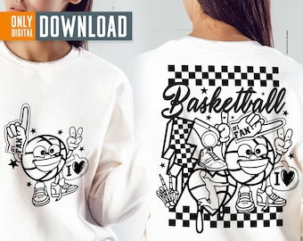 Retro Basketball SVG Bundle, Smile Face Clipart (Digital Download)