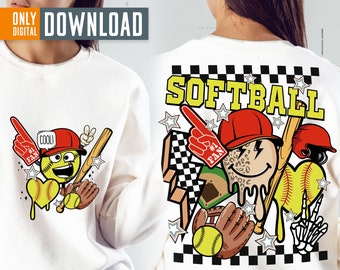 Retro Softball Sublimation png Design, Softball png, digitaler Download, png Datei, Sublimation