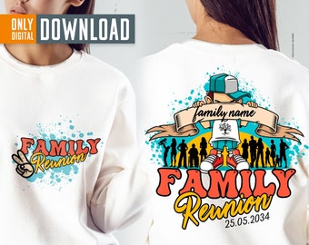 Retro Family Reunion Design, Custom Name Shirt PNG (Digital Download)