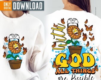 Christian Sunflower PNG, God, Jesus, Bible Verse Clipart (Digital Download)
