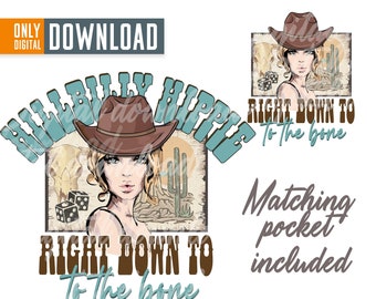 Hinterwäldler, Hippie, Cowgirl PNG, Western Sublimation (Digitaler Download)