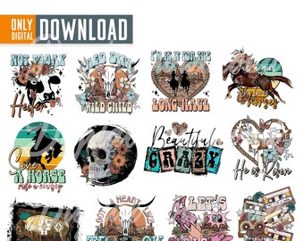 Western PNG-paket, Cowboy Cowgirl-designer (digital nedladdning)