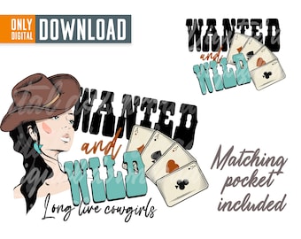 Western Cowgirl PNG, design ricercato e selvaggio (download digitale)