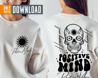 Positive Mind Skull SVG, Motivational Cut Files (Digital Download)