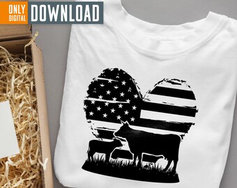 USA Cow Farm SVG, Patriotic Cow Clipart (Digital Download)