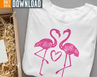 Pink Flamingo SVG Clipart Bundle, Flamingo PNG, Cricut, Printable (Digital Download)
