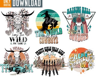 Retro Western PNG Clipart, Cowgirl Sublimation Designs (Digital Download)