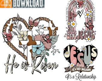 He Is Risen PNG, Western Easter Cross Clipart (Digital Download)