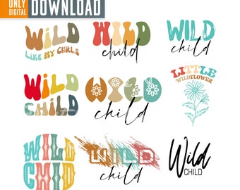 Wild Child SVG Bundle, Boho Retro Designs (Digital Download)