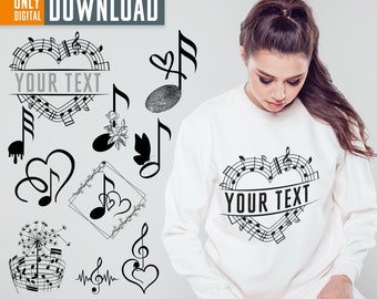 Muzieknoten SVG, gesplitst ontwerp, gesneden clipartbestand (digitale download)