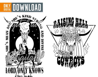 Western Cowgirl SVG PNG Clipart, grafica divina e forte (file digitale)