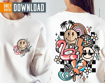 Retro summer png, summer png, summer smile face png, summer sublimation design, summer vacation png, beach vibes png, summer clipart