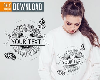 Sunflower Split Monogram SVG, PNG, Vector (Digital Download)