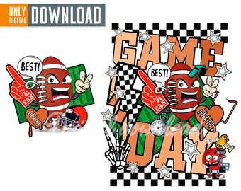Retro Football Game Day PNG, Smile Face (Digital Download)