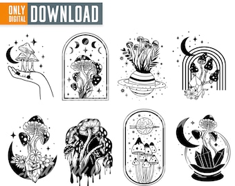 Magic Mushroom SVG Bundle, Mystical Clipart (Digital Download)