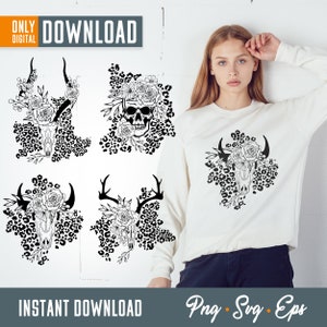 Skull svg, skull svg bundle, skull clipart, skull vectoe, skull silhouette, skull bundle, floral skull , cute skull, digital download
