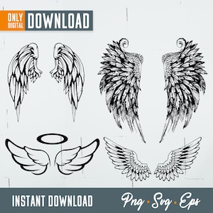 Angel wings svg, Angel wings clipart, wings svg, wings silhouette, Halo svg, memorial svg, in loving memory svg, in memory of