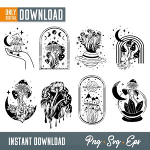 Magic Mushroom svg bundle, Mushroom svg bundle, Mushroom clipart, mystical svg bundle, boho svg, mystical mushroom, mushroom shirt