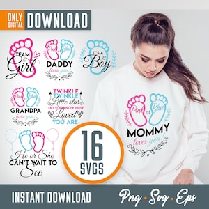 Gender announcement svg, baby reveal, gender reveal gift, baby svg, pregnancy svg, pink or blue svg, boy or girl svg, he or she svg