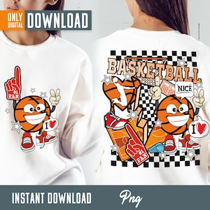 Retro basketball png, basketball png, basketball sublimation design, basketball  clipart, basketball mom, retro basketball smile face
