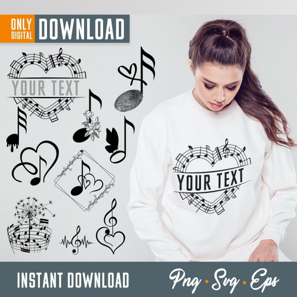 Music Notes svg, Music Notes, Music Notes Split svg, Music svg, Custom Music Notes svg, Music Notes clipart, Music Notes cut file