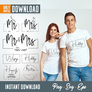 Mr and Mrs svg hand lettered, mr and mrs svg, Mr and Mrs split monogram svg, Wedding svg, Hubby , Wifey , marriage svg, digital download