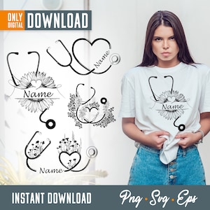 Stethoscoop svg, stethoscoop clipart, hart stethoscoop, aangepaste stethoscoop, Verpleegkundige svg, Essential Worker Svg, Stethoscoop Hart Svg