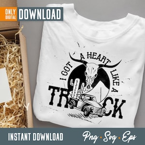 Herz wie ein LKW svg, Western png, Herz wie ein LKW png , Western png, Vintage LKW Bügelplan, LKW-Shirt, Pick-up LKW Anhänger, Cowboy Anhänger