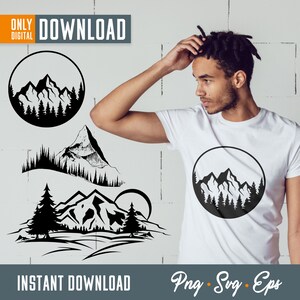 Mountain Svg, Mountain Silhouette, mountain landscape, Printable Mountain Svg, Mountain clipart, Mountain Svg Files for Cricut