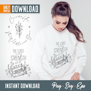 The Lord Is My Strength and my Song, religious svg, Bible Verse PNG, pray, God svg, prayer svg, scripture svg,  psalm 118:14 svg