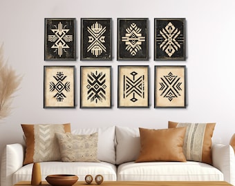 Vintage Western Aztec Art Prints, Tribal Decor (Digital Download)