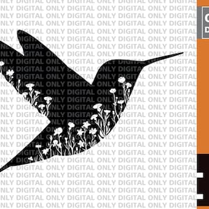 Flower hummingbird  svg file for cricut , hummingbird  silhouette svg , cute hummingbird svg , hummingbird decor svg
