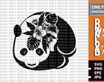 Floral Panda SVG, Clipart Vector, Printable (Digital Download)