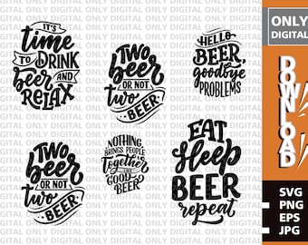 Beer Quotes SVG Bundle, Funny Alcohol Clipart (Digital Download)