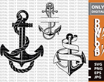Anchor SVG Bundle, Nautical Clipart (Digital Download)