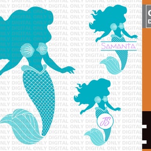 Cute Mermaid Svg , Mermaid Svg, Mermaid Monogram Svg, Mermaid Birthday Girl svg, Mermaid tail Svg, mermaid clipart , mermaid bundle