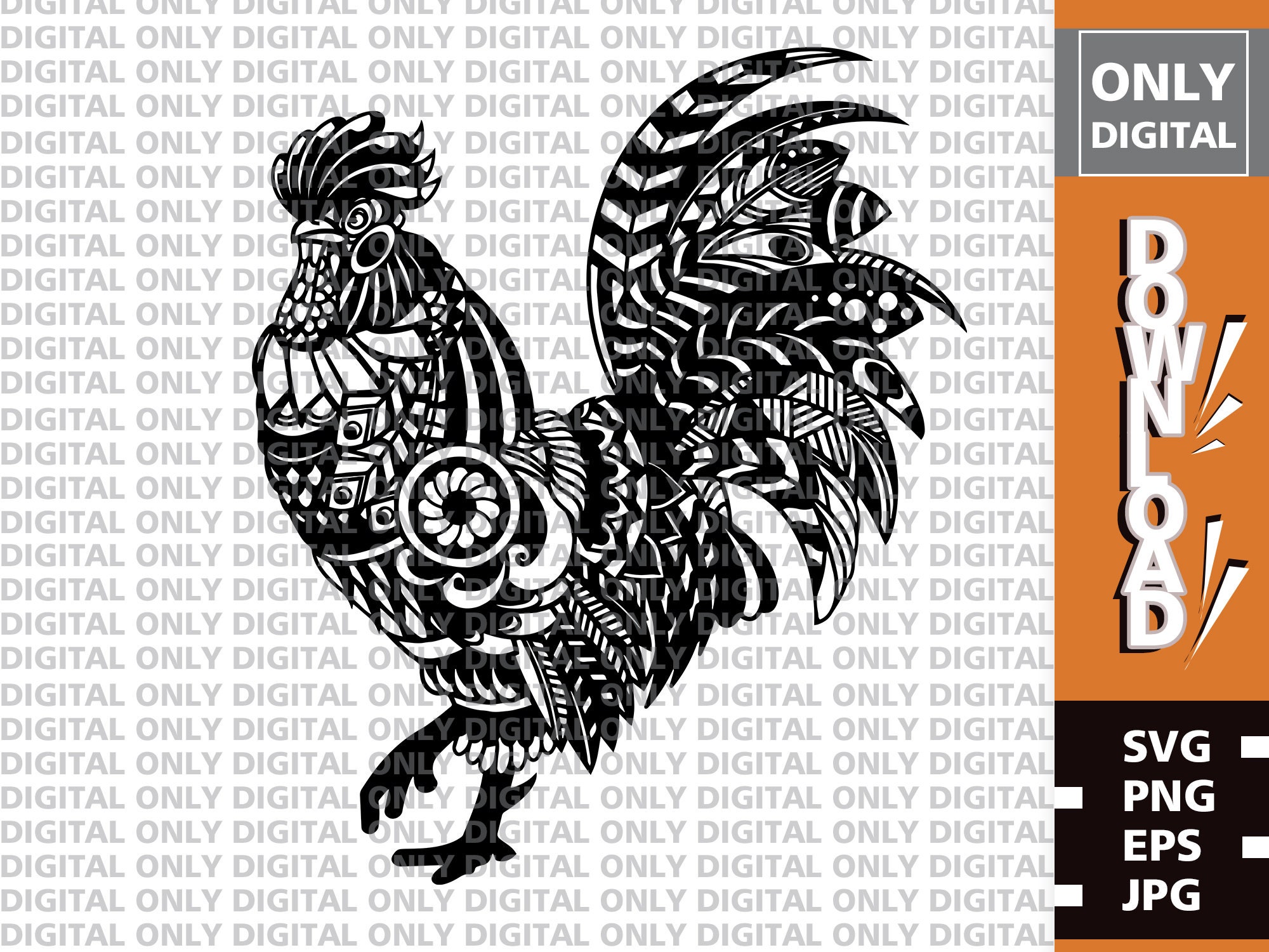 Download Rooster Svgrooster Mandela Mandala Printable Rooster Svg Etsy