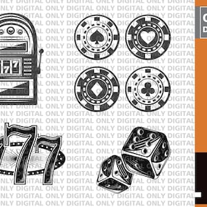 Casino svg , casino clipart, dice svg , slot machine svg , cards svg, casino games svg, casino chips svg, bunco svg