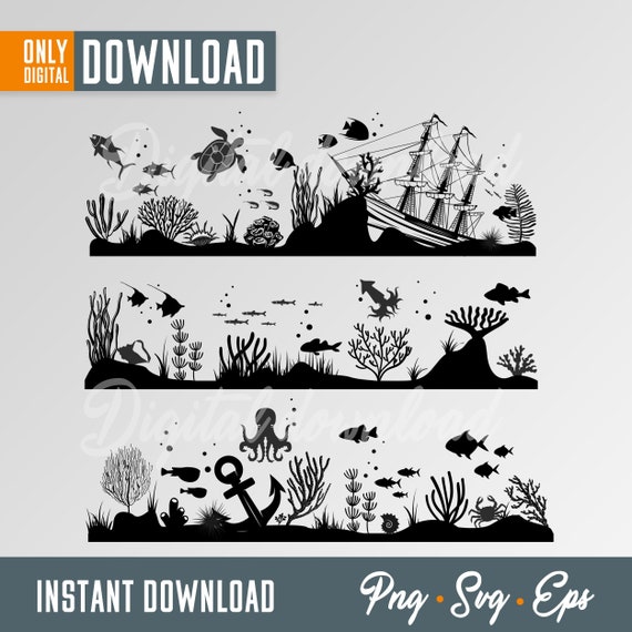 Sea Scene SVG, Underwater World, Aquarium Landscape (Digital Download)